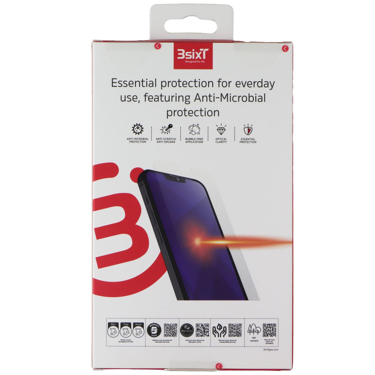 3SIXT PrismShield Hybrid Protector for iPhone 13 Pro Max/12 Pro Max (Essential) Cell Phone - Screen Protectors 3SIXT - Simple Cell Bulk Wholesale Pricing - USA Seller