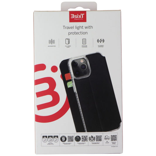 3SIXT SlimFolio Series Fold Wallet Case for Apple iPhone 13 Pro - Clear/Black Cell Phone - Cases, Covers & Skins 3SIXT - Simple Cell Bulk Wholesale Pricing - USA Seller