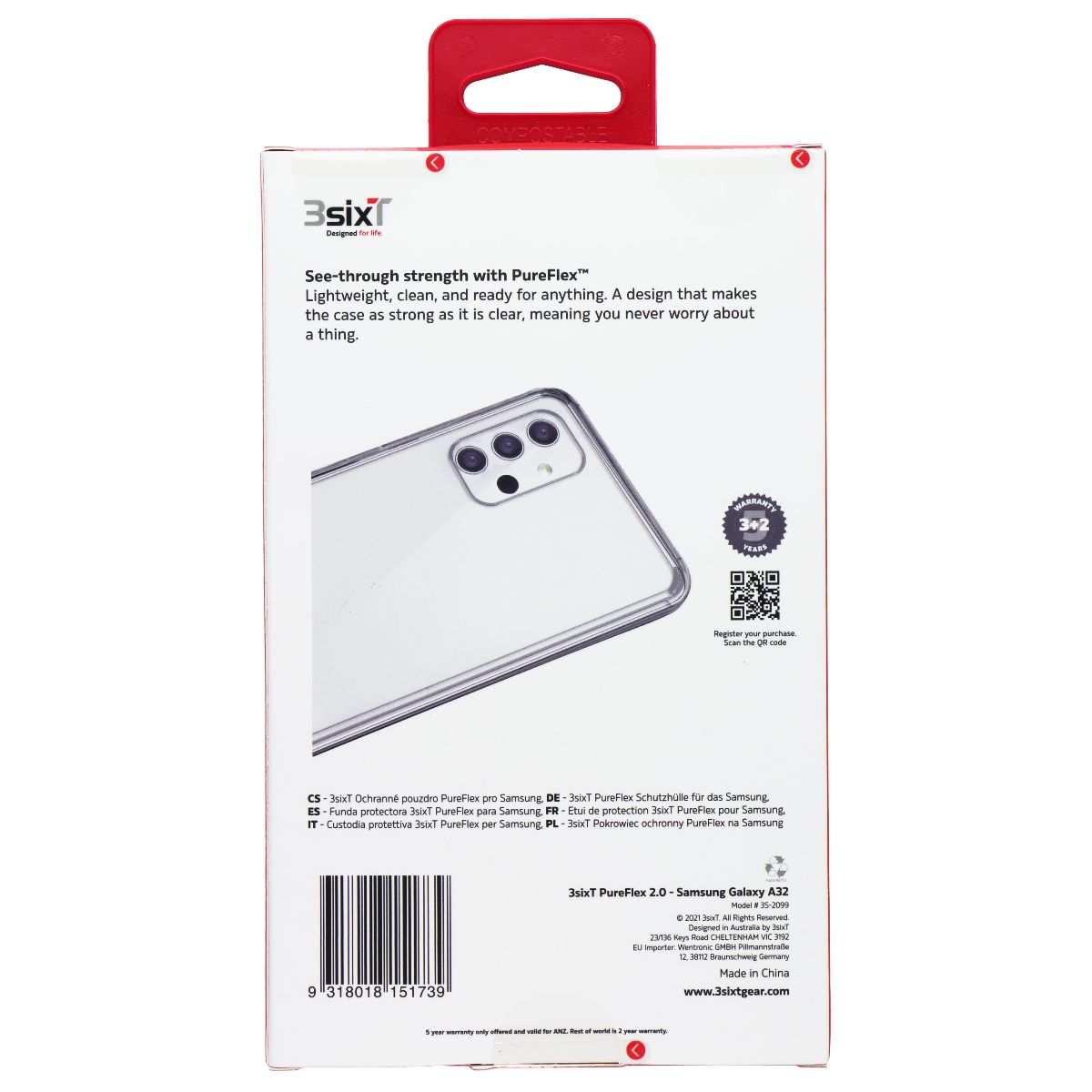 3SIXT PureFlex Series Case for Samsung Galaxy A32 - Clear Cell Phone - Cases, Covers & Skins 3SIXT - Simple Cell Bulk Wholesale Pricing - USA Seller