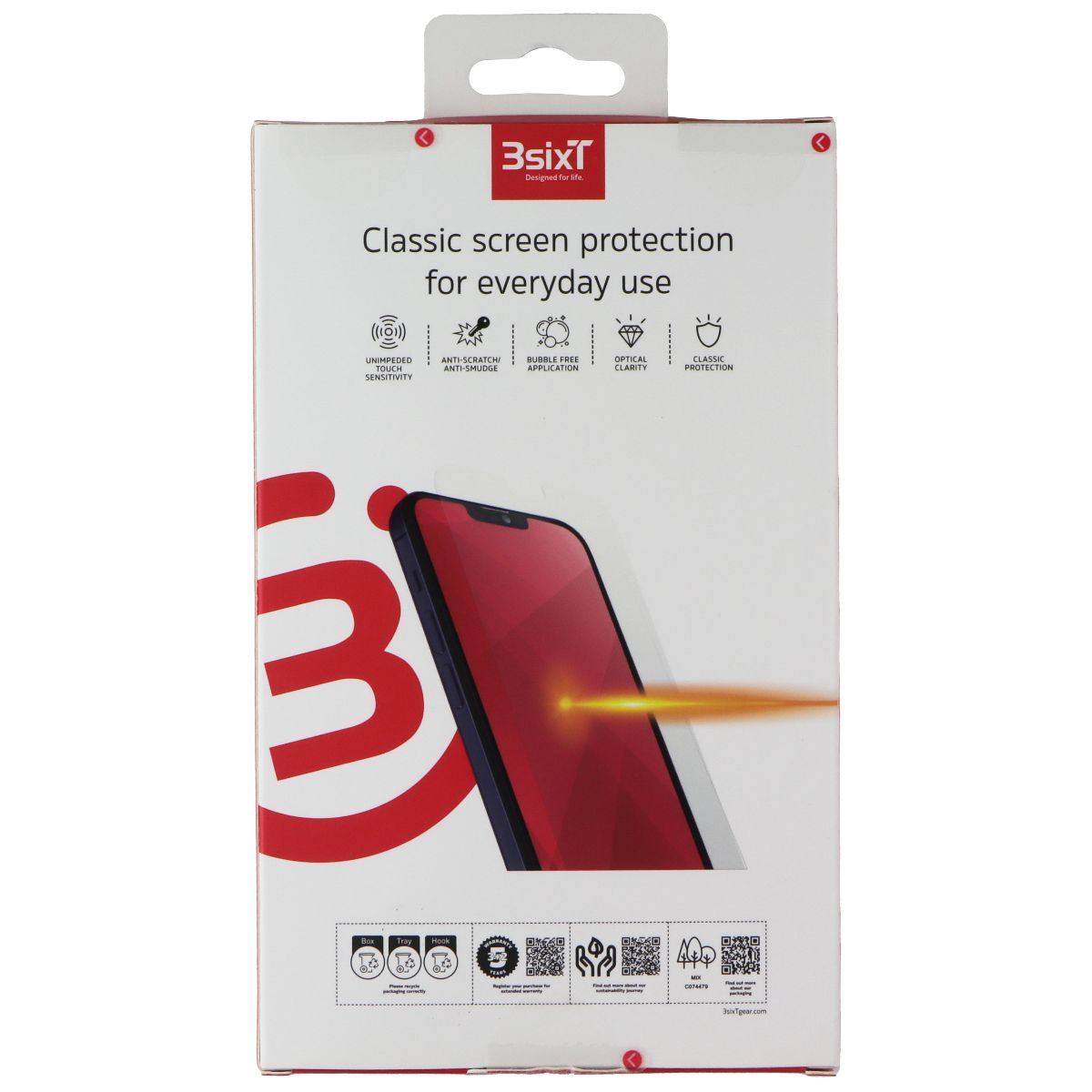 3SIXT PrismShield Glass Screen Protector for Apple iPhone 13/13 Pro/12/12 Pro Cell Phone - Screen Protectors 3SIXT - Simple Cell Bulk Wholesale Pricing - USA Seller
