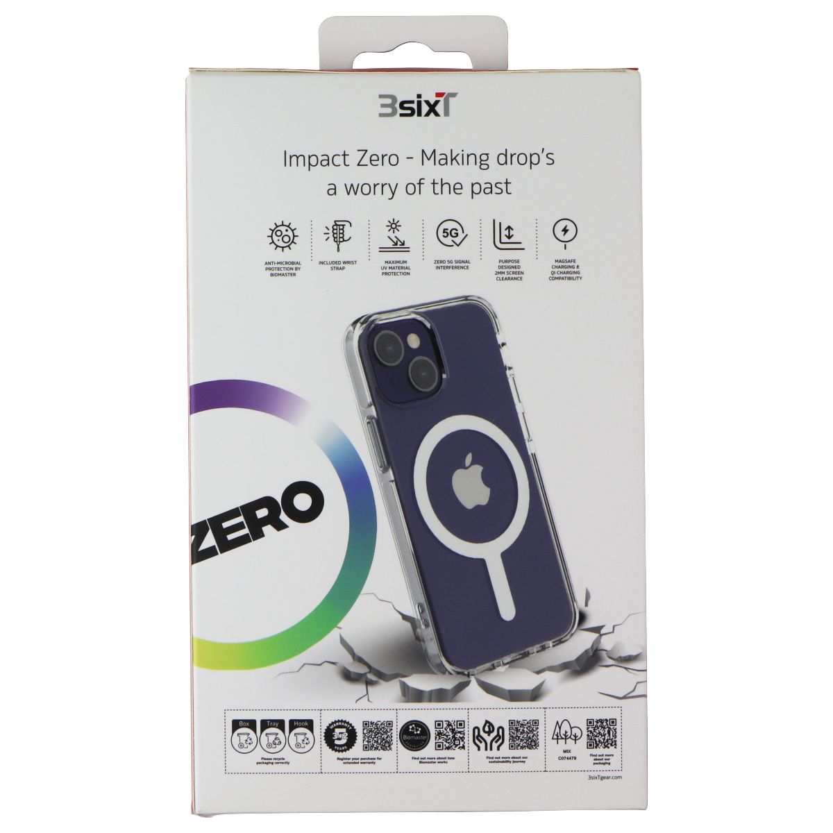 3SIXT Impact Zero Series Case for MagSafe for Apple iPhone 13 - Clear Cell Phone - Cases, Covers & Skins 3SIXT - Simple Cell Bulk Wholesale Pricing - USA Seller