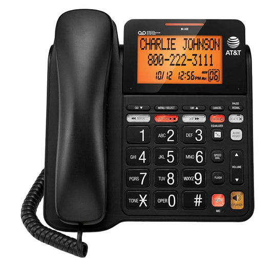 AT&T Corded Digital Answering System Telephone with Speaker & Backlit Display Home Telephones & Accessories - Corded Telephones AT&T - Simple Cell Bulk Wholesale Pricing - USA Seller