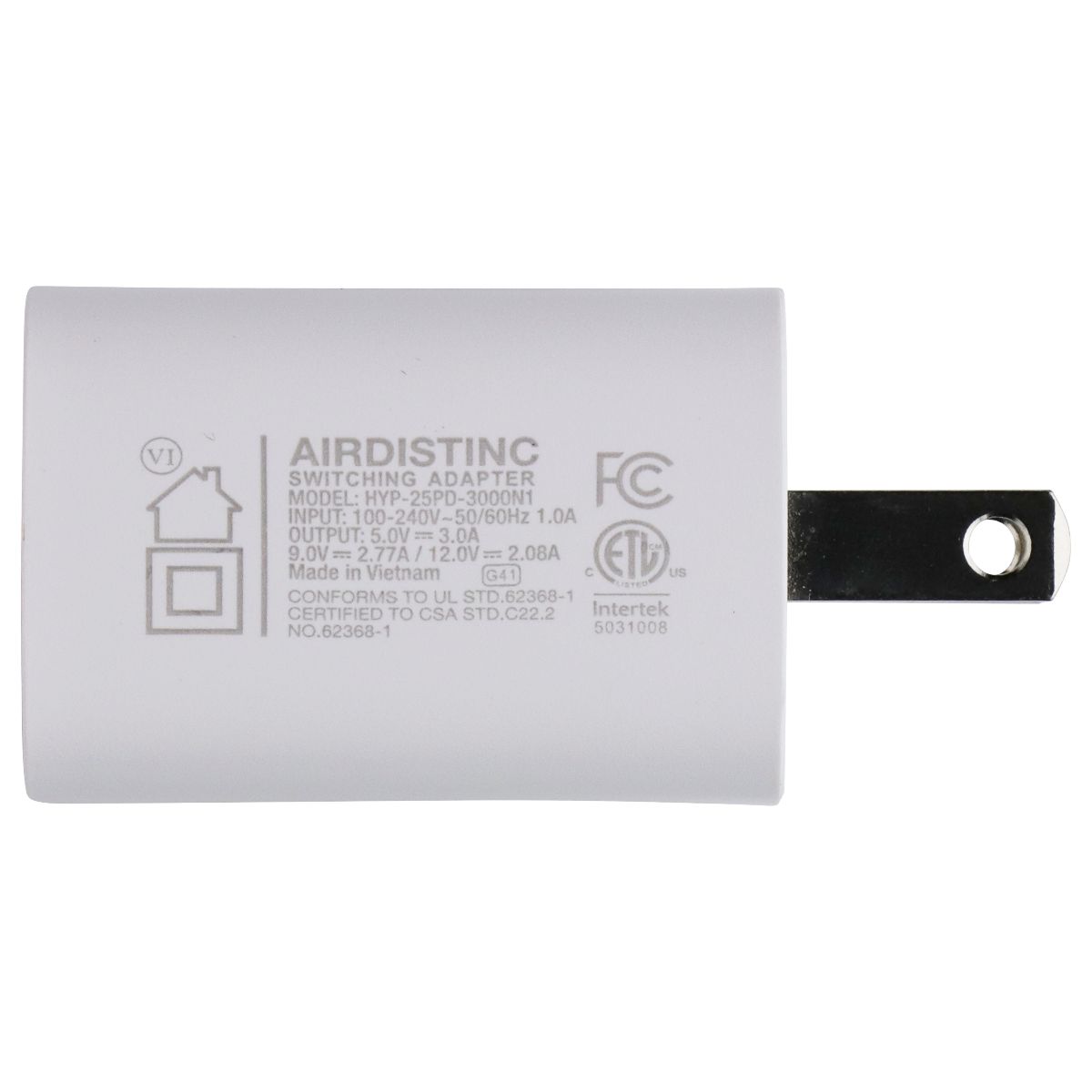 AIRDISTINC (5V/3A) 25W PD USB-C Wall Charger White HYP-25PD-3000N1 Cell Phone - Chargers & Cradles AIRDISTINC - Simple Cell Bulk Wholesale Pricing - USA Seller