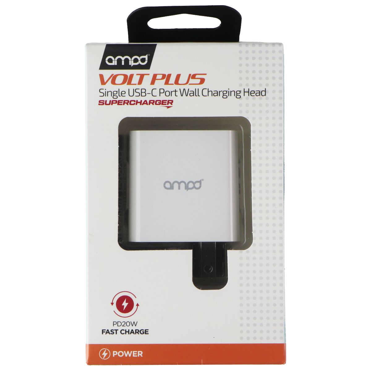 AMPD Volt Plus Single USB-C Wall Charging Head SuperCharger - White Cell Phone - Cables & Adapters Ampd - Simple Cell Bulk Wholesale Pricing - USA Seller