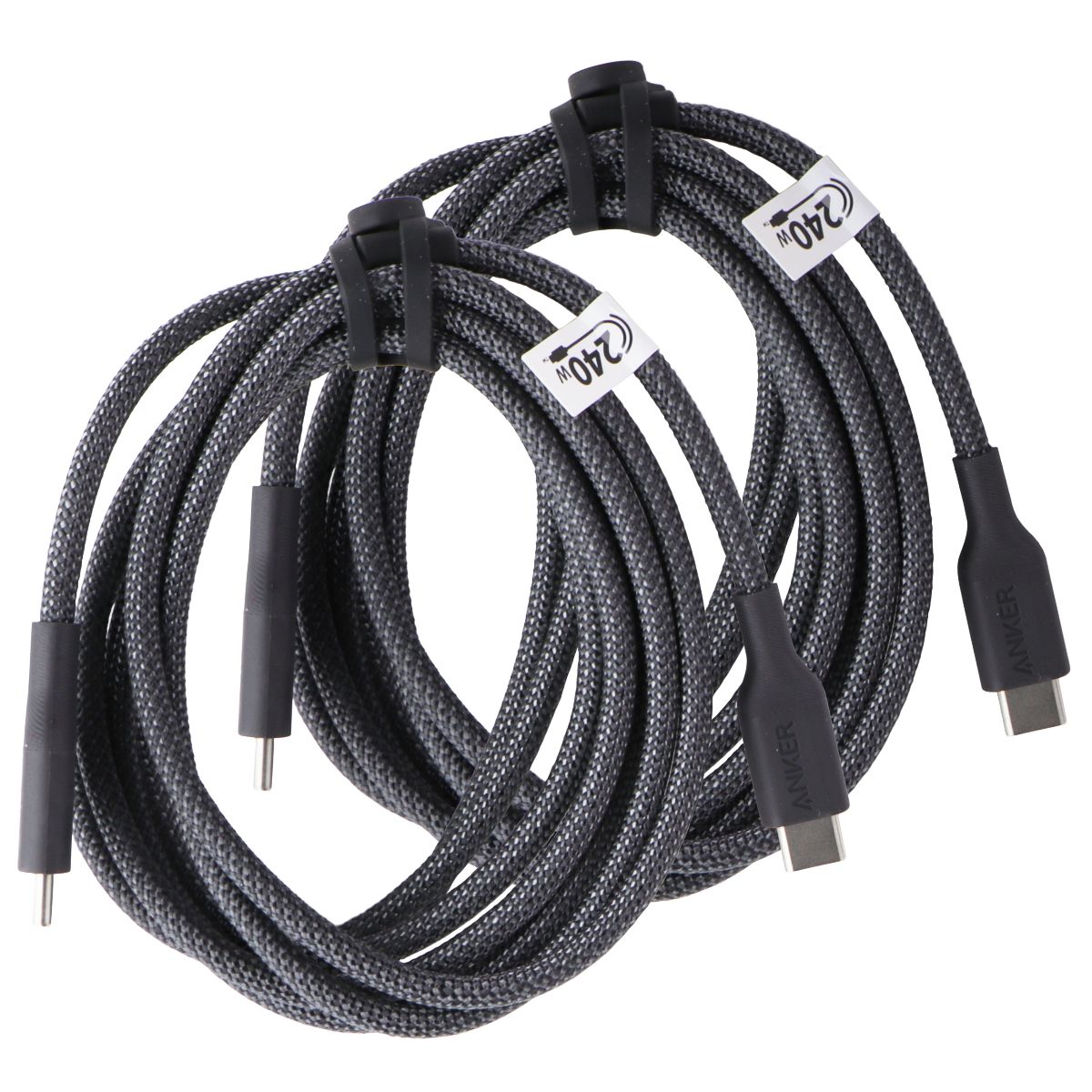 Anker (6-Ft) USB-C to USB-C Bio-Braided Charger Cable - Black (2 Pack) Cell Phone - Cables & Adapters Anker - Simple Cell Bulk Wholesale Pricing - USA Seller