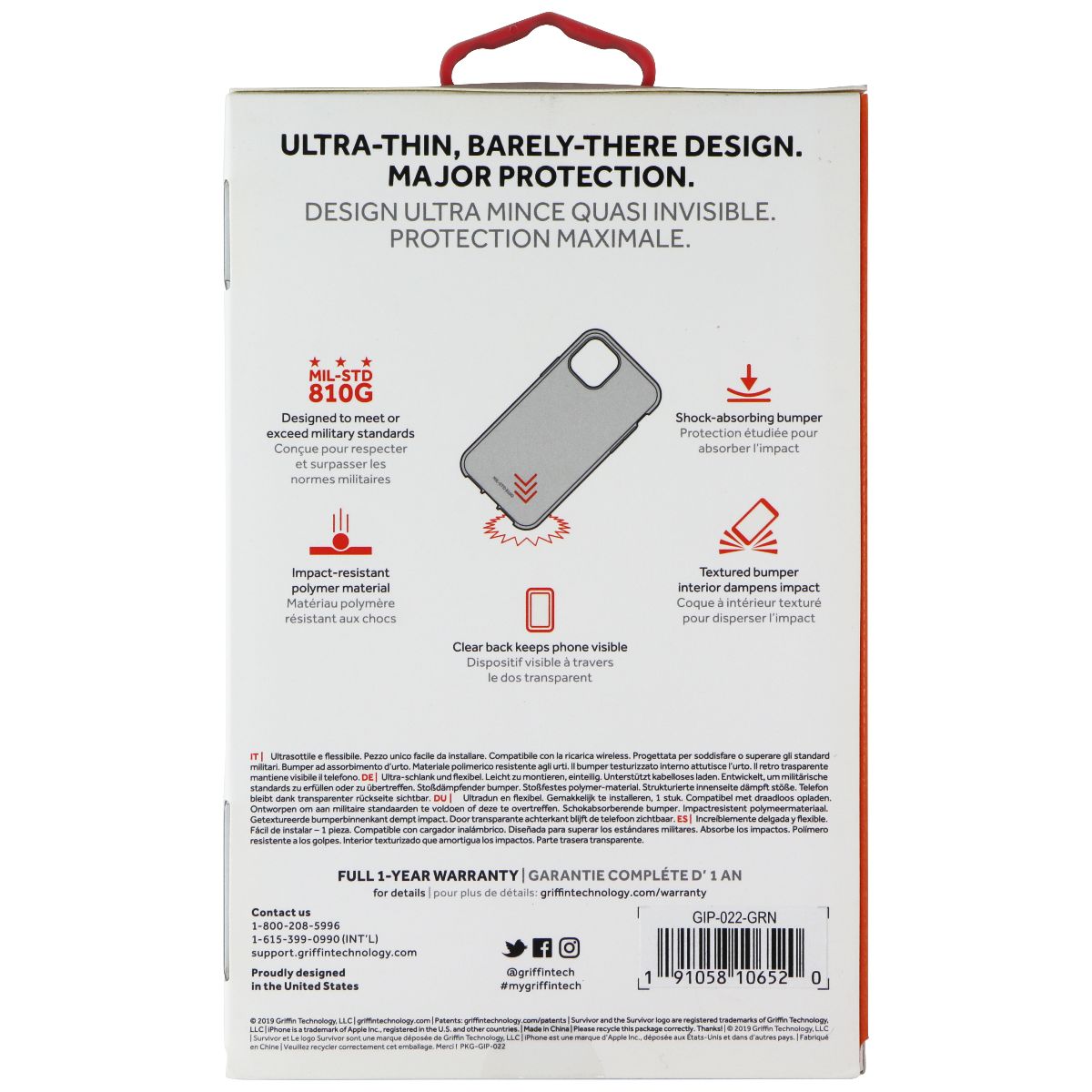 Griffin Survivor Clear Series Case for Apple iPhone 11 Pro - Green Cell Phone - Cases, Covers & Skins Griffin - Simple Cell Bulk Wholesale Pricing - USA Seller