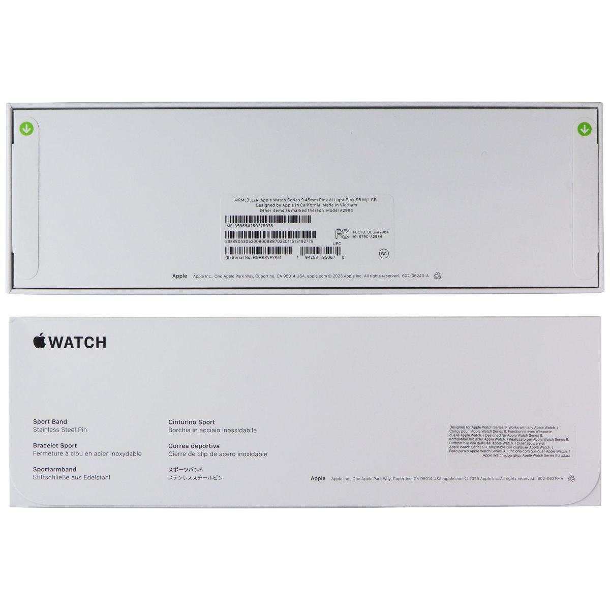 Apple Watch Series 9 (GPS + LTE) A2984 45mm Pink AL / Pink Sport Band (M/L) Smart Watches Apple - Simple Cell Bulk Wholesale Pricing - USA Seller