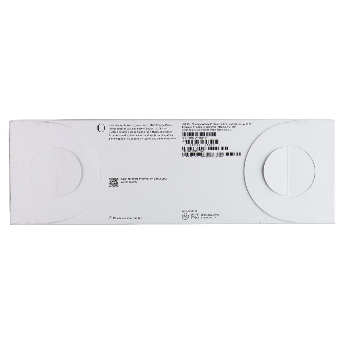 Apple Watch SE (2nd Gen) A2726 (GPS + LTE) 40mm Midnight AL / Ink Sp Loop