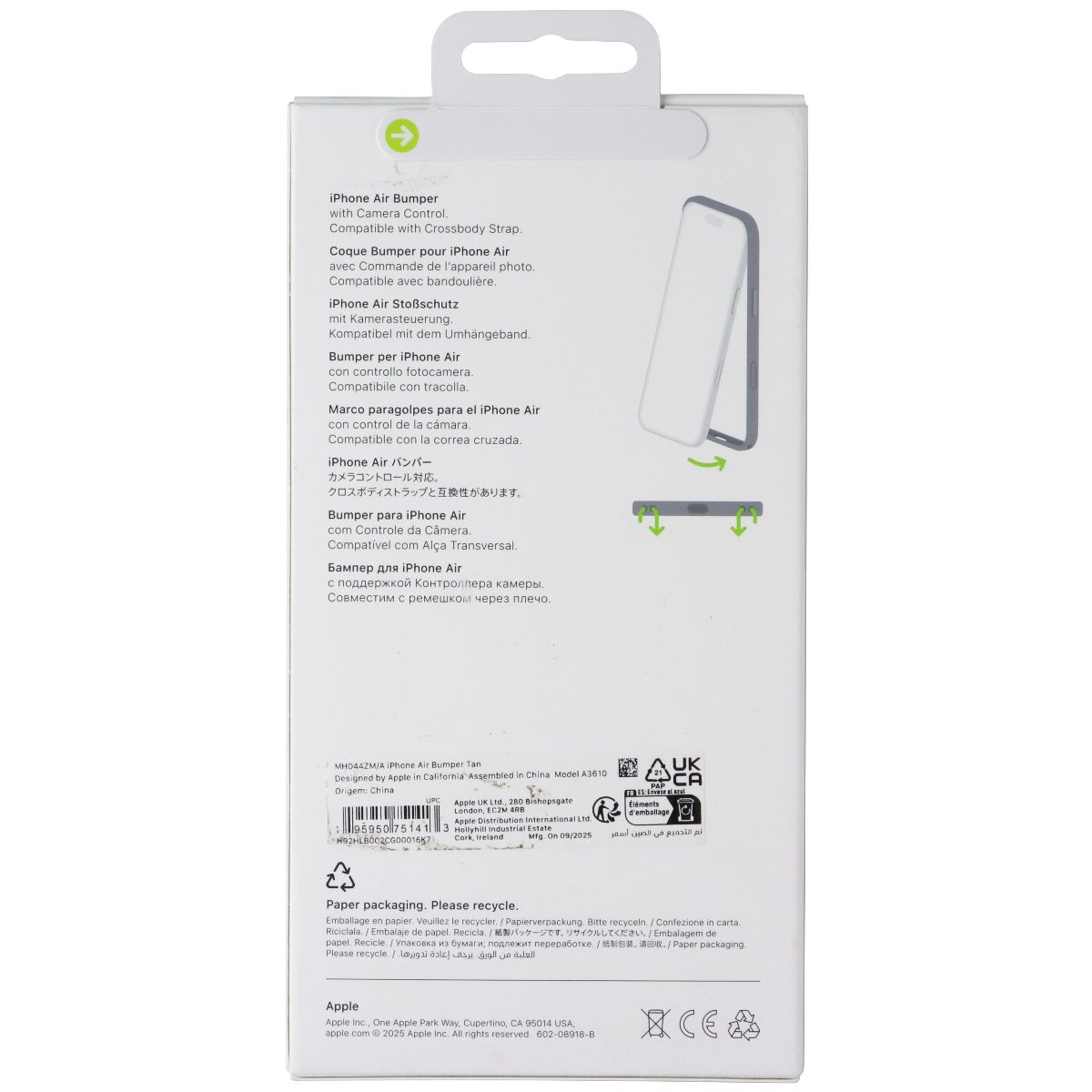 Apple Official Bumper for iPhone 17 Air - Tan (A3610)
