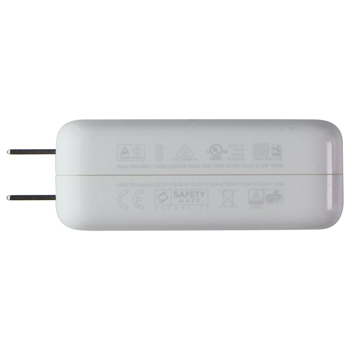 Apple 67W USB-C Power Adapter Wall Charger with Folding Plug - White (A2518) Computer Accessories - Laptop Power Adapters/Chargers Apple - Simple Cell Bulk Wholesale Pricing - USA Seller