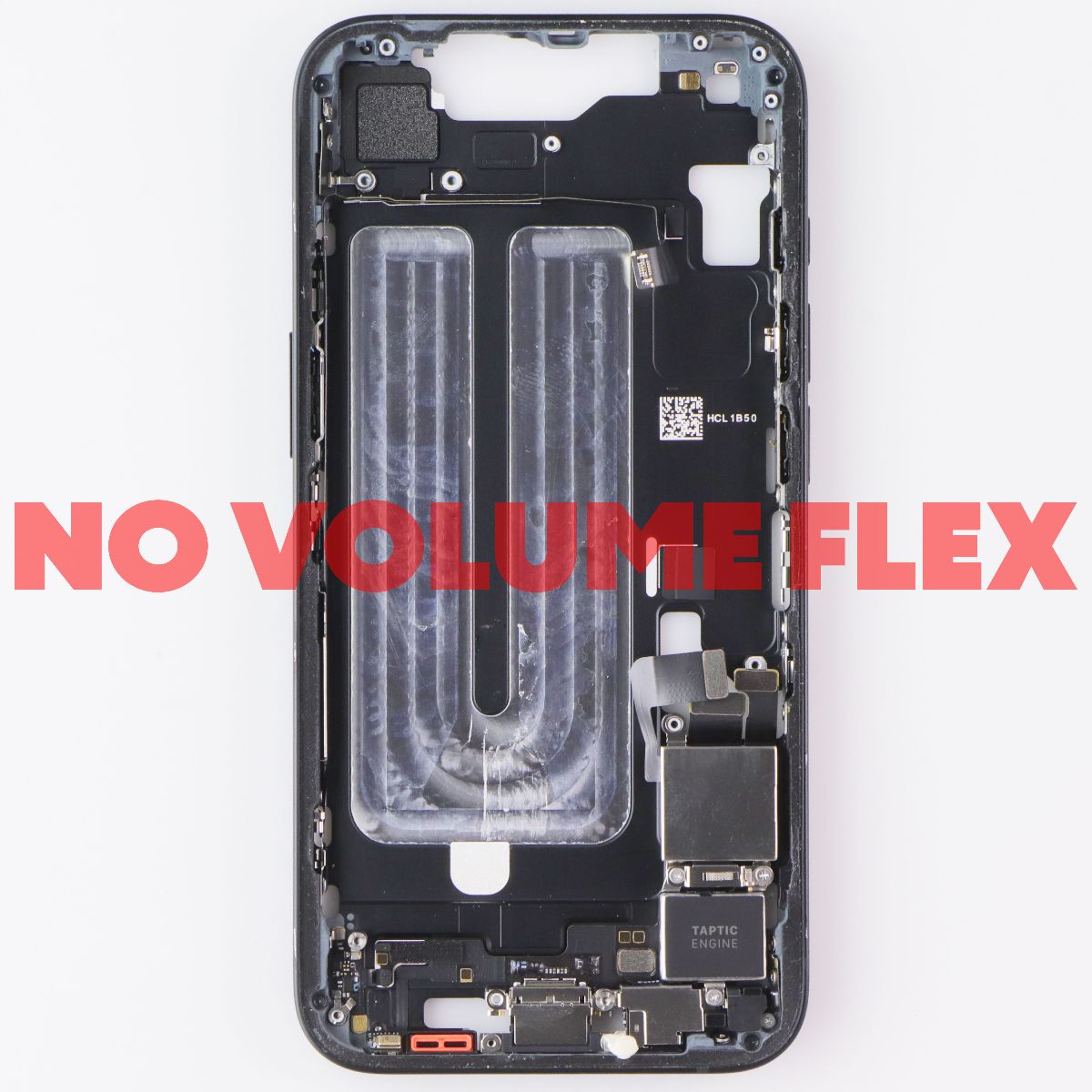 Repair Part - Mid Frame w/Small Parts for iPhone 16e (Black) *NO VOLUME FLEX Cell Phone - Replacement Parts & Tools Apple - Simple Cell Bulk Wholesale Pricing - USA Seller