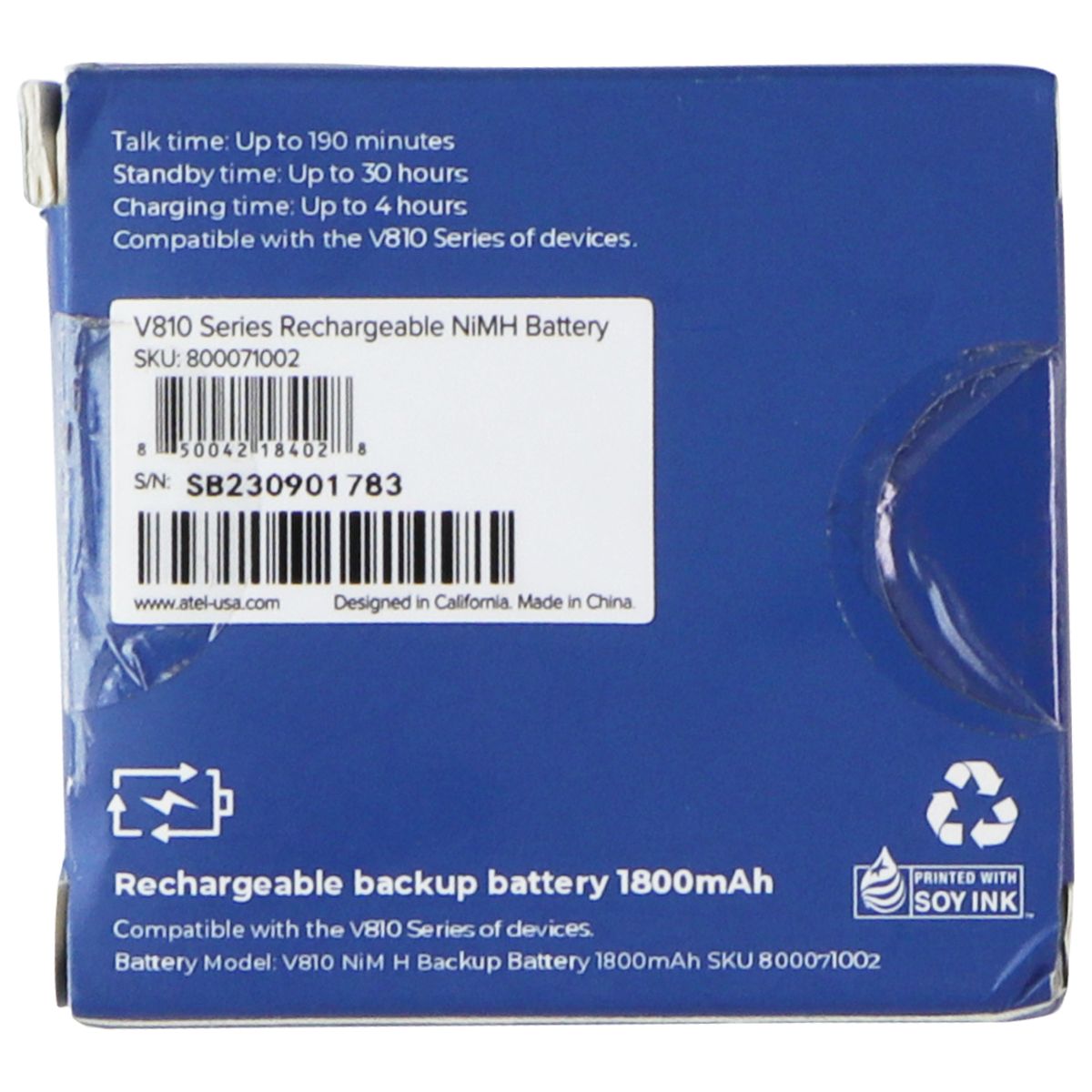 ATEL Rechargeable NiMH Backup Battery (1800mAh) for AXIS V810 Series Cell Phone - Batteries ATEL - Simple Cell Bulk Wholesale Pricing - USA Seller
