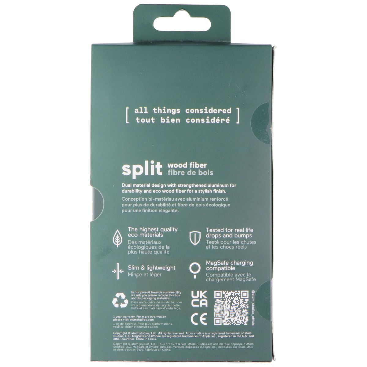 Atom Studios Split Wood Fiber Case for MagSafe for iPhone 16 Pro Max - Taupe