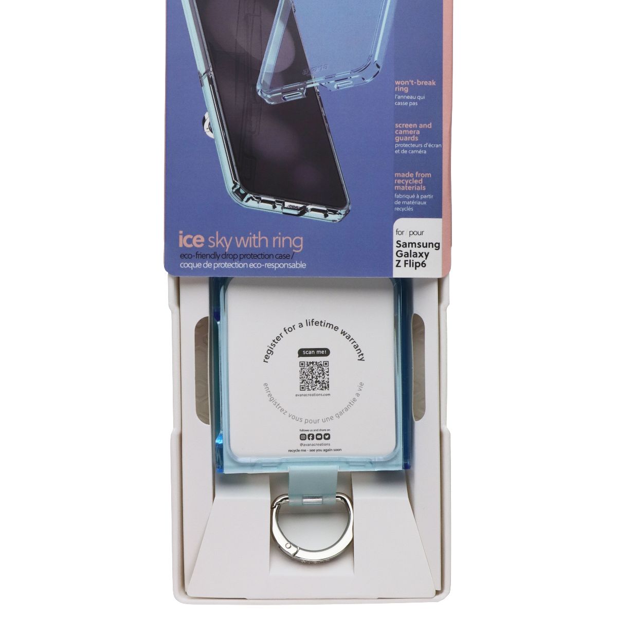 Avana Ice Sky Case with Ring for Samsung Galaxy Flip7 FE / Flip6 - Clear Blue Cell Phone - Cases, Covers & Skins Avana - Simple Cell Bulk Wholesale Pricing - USA Seller