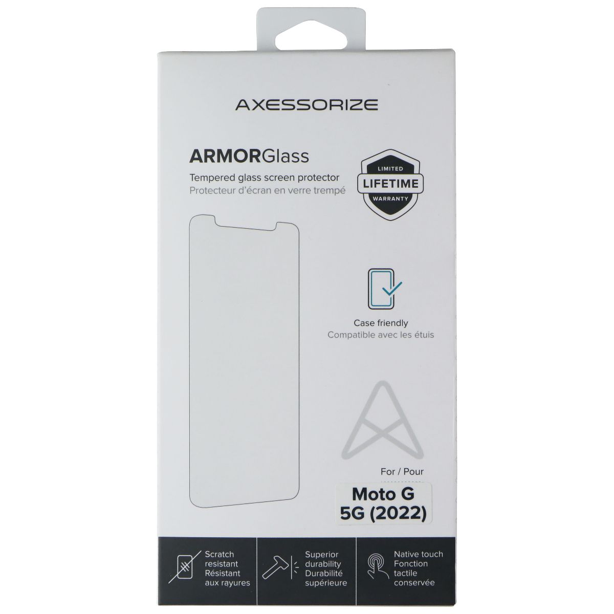 Axessorize ArmorGlass Tempered Glass for Motorola Moto G 5G (2022) Cell Phone - Screen Protectors Axessorize - Simple Cell Bulk Wholesale Pricing - USA Seller