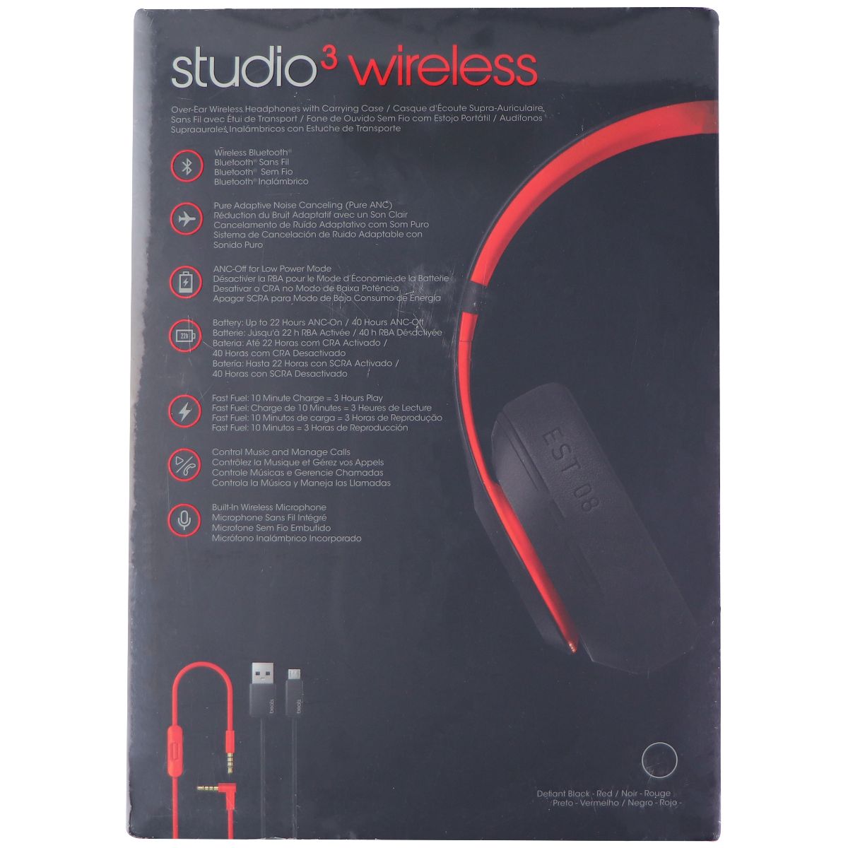Beats Studio3 Wireless Over-Ear Headphones Decade Collection Black/Red MRQ82LL/A Portable Audio - Headphones Beats by Dr. Dre - Simple Cell Bulk Wholesale Pricing - USA Seller