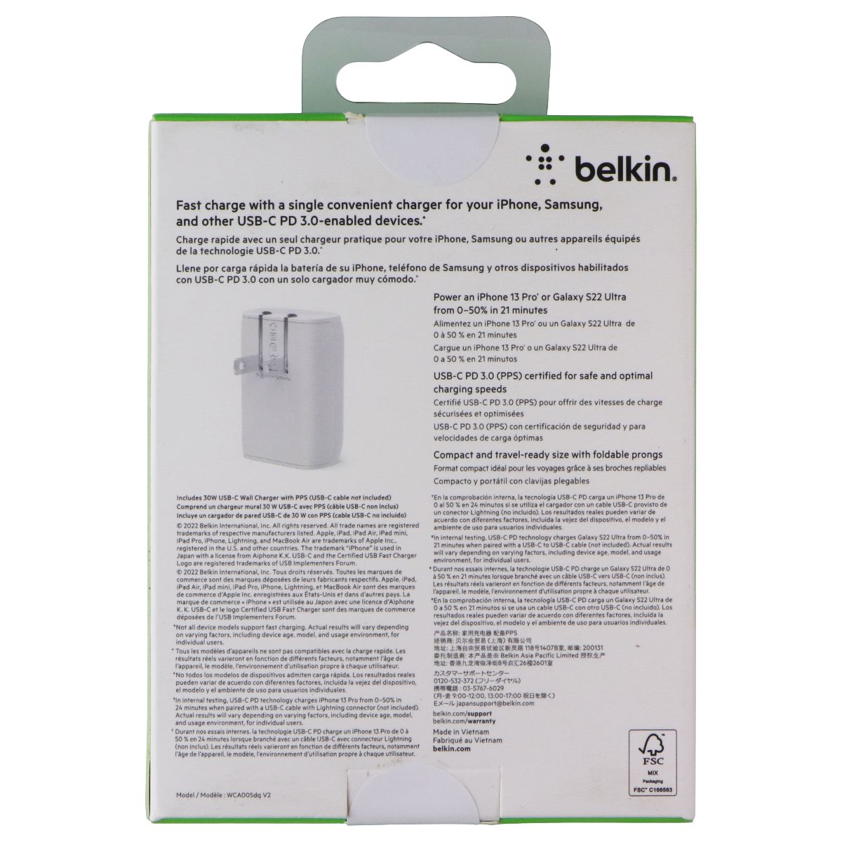 Belkin BoostCharge (30W) USB-C Wall Charger with PPS - White Cell Phone - Chargers & Cradles Belkin - Simple Cell Bulk Wholesale Pricing - USA Seller
