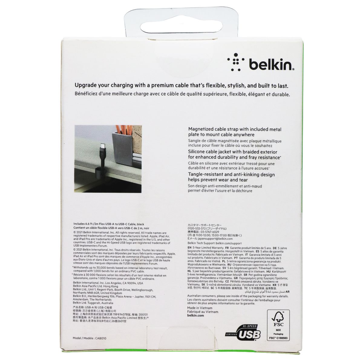 Belkin (6.6-ft/2-m) Boost Charge Pro Flex Braided USB-A to USB-C Cable - Black Cell Phone - Cables & Adapters Belkin - Simple Cell Bulk Wholesale Pricing - USA Seller