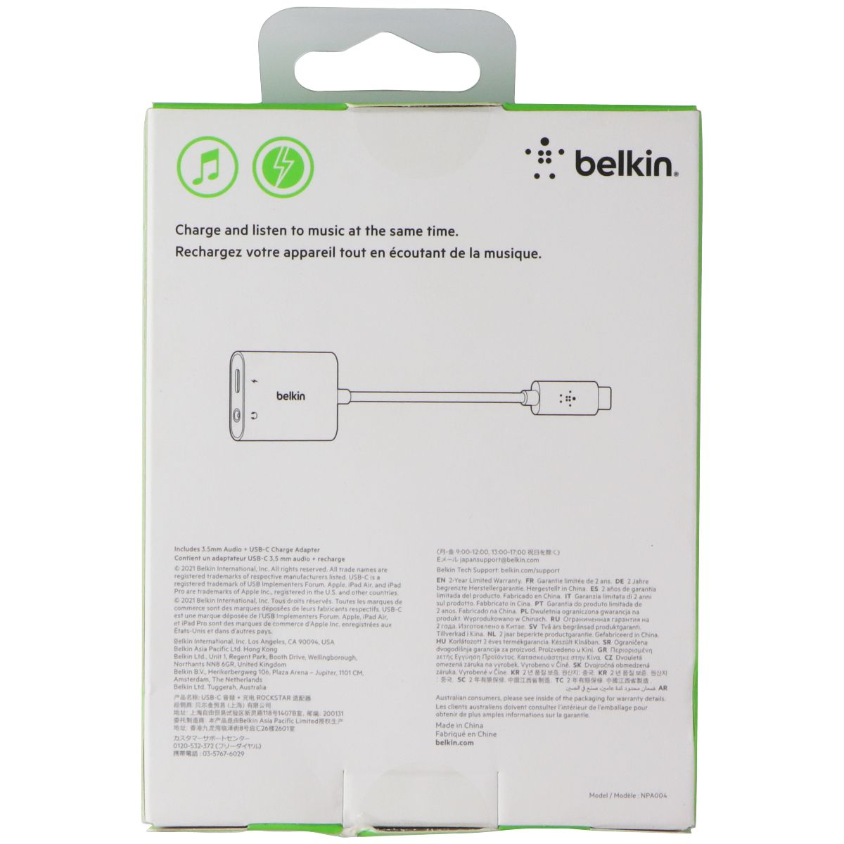 Belkin RockStar 3.5mm Audio with USB-C Charge Adaptor - Black Parts & Accessories - Chargers & Cradles Belkin - Simple Cell Bulk Wholesale Pricing - USA Seller