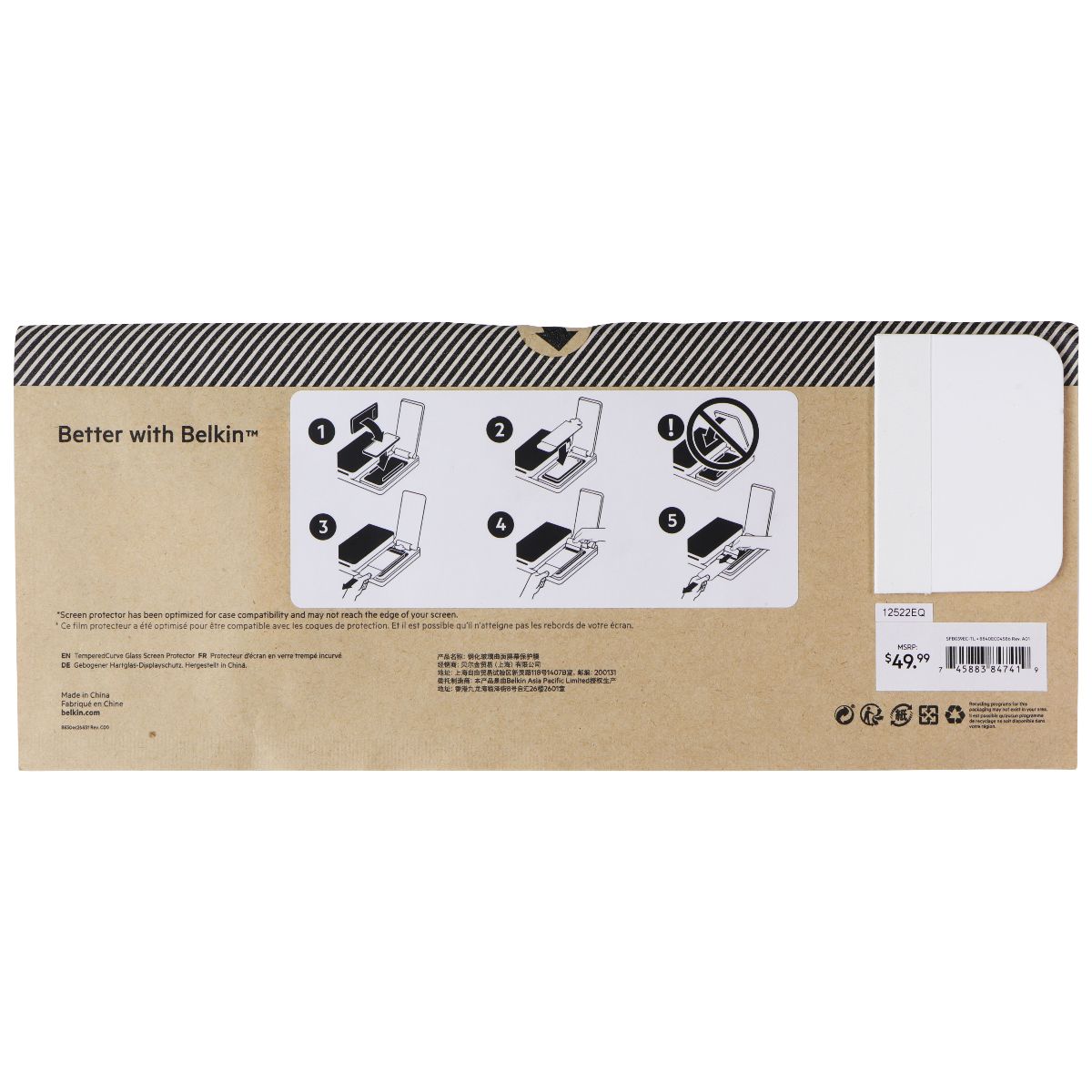 Belkin ScreenForce Pro TemperedCurve Screen Protector for Galaxy S22 - 5Pk BULK* Cell Phone - Screen Protectors Belkin - Simple Cell Bulk Wholesale Pricing - USA Seller