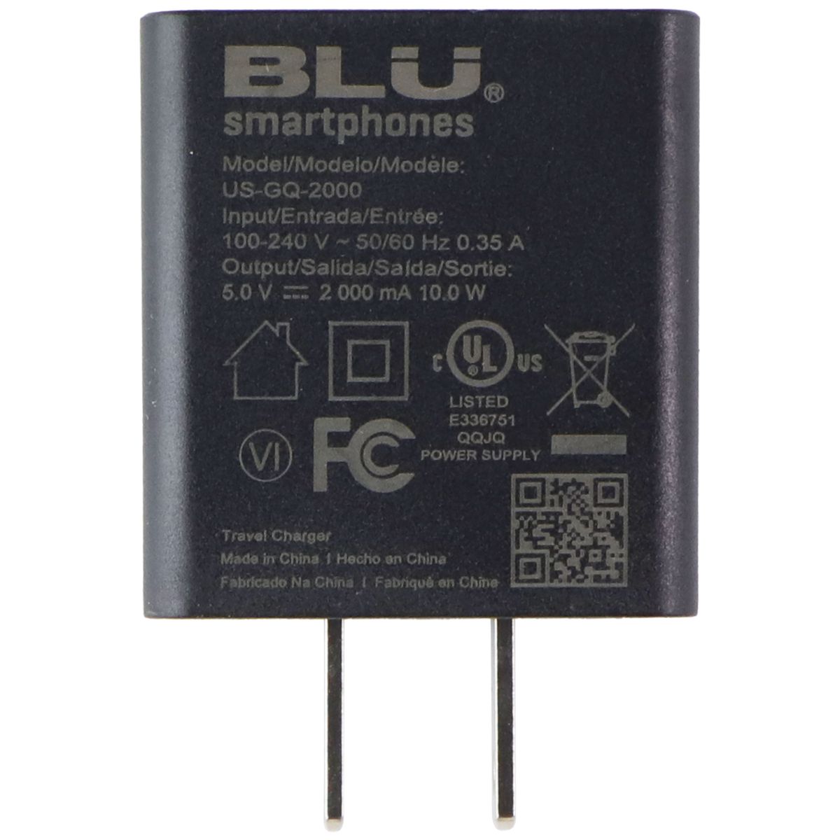 BLU Single Port USB-A Wall Charger (BP10001417, BP10001761, B10001691) - Black Cell Phone - Chargers & Cradles BLU - Simple Cell Bulk Wholesale Pricing - USA Seller