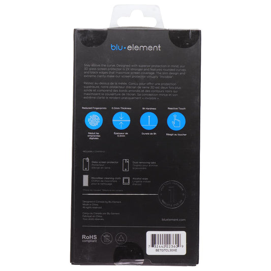 Blu Element 3D Curved Glass Screen Protector for TCL 30 XE 5G Cell Phone - Screen Protectors Blu Element - Simple Cell Bulk Wholesale Pricing - USA Seller