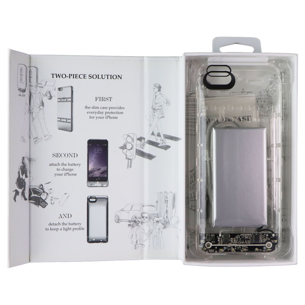 BoostCase X Carte Blanche Power Case for Apple iPhone 6 Plus - Clear/Silver Cell Phone - Cases, Covers & Skins Carte Blanche - Simple Cell Bulk Wholesale Pricing - USA Seller