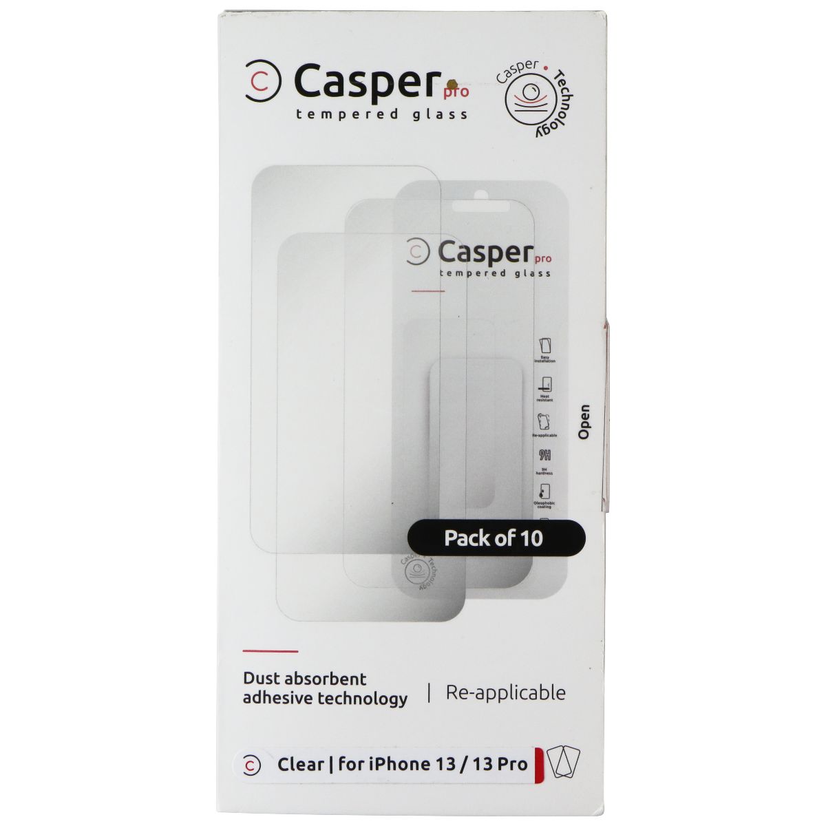 Casper Pro Tempered Glass for Apple iPhone 14/13 Pro/13 (10 Pack) - Clear Cell Phone - Screen Protectors Casper - Simple Cell Bulk Wholesale Pricing - USA Seller