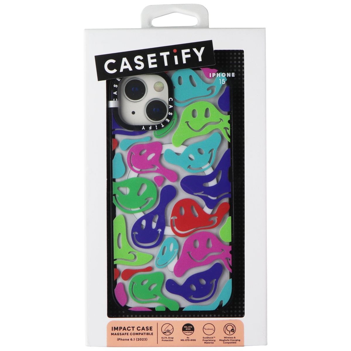 CASETiFY Impact Case for MagSafe for iPhone 15 - Acid Smiles Multicolor Cell Phone - Cases, Covers & Skins Casetify - Simple Cell Bulk Wholesale Pricing - USA Seller