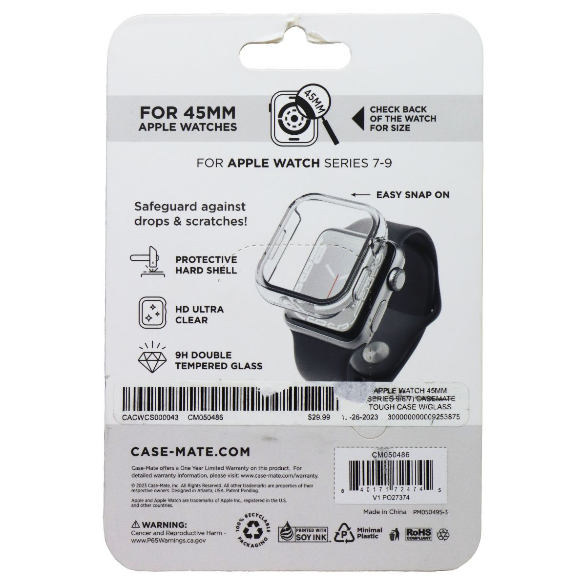 Case-Mate Tough Watch Case for 45mm Apple Watch Series 7-9 (Clear) Smart Watch Accessories - Smart Watch Cases Case-Mate - Simple Cell Bulk Wholesale Pricing - USA Seller