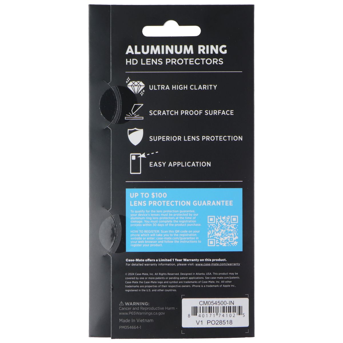 Case-Mate Aluminum Ring Lens Protectors for iPhone 16 Pro / 16 Pro Max - Black Cell Phone - Screen Protectors Case-Mate - Simple Cell Bulk Wholesale Pricing - USA Seller