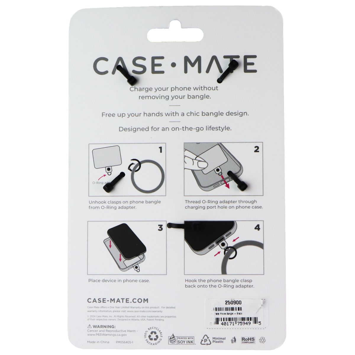 Case-Mate Universal Phone Bangle Bracelet for Phone Cases - Black