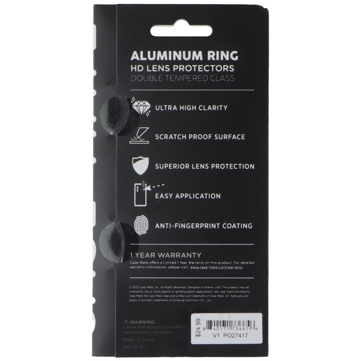 Case-Mate Aluminum Ring HD Lens Protectors for Samsung Galaxy S24 Cell Phone - Screen Protectors Case-Mate - Simple Cell Bulk Wholesale Pricing - USA Seller