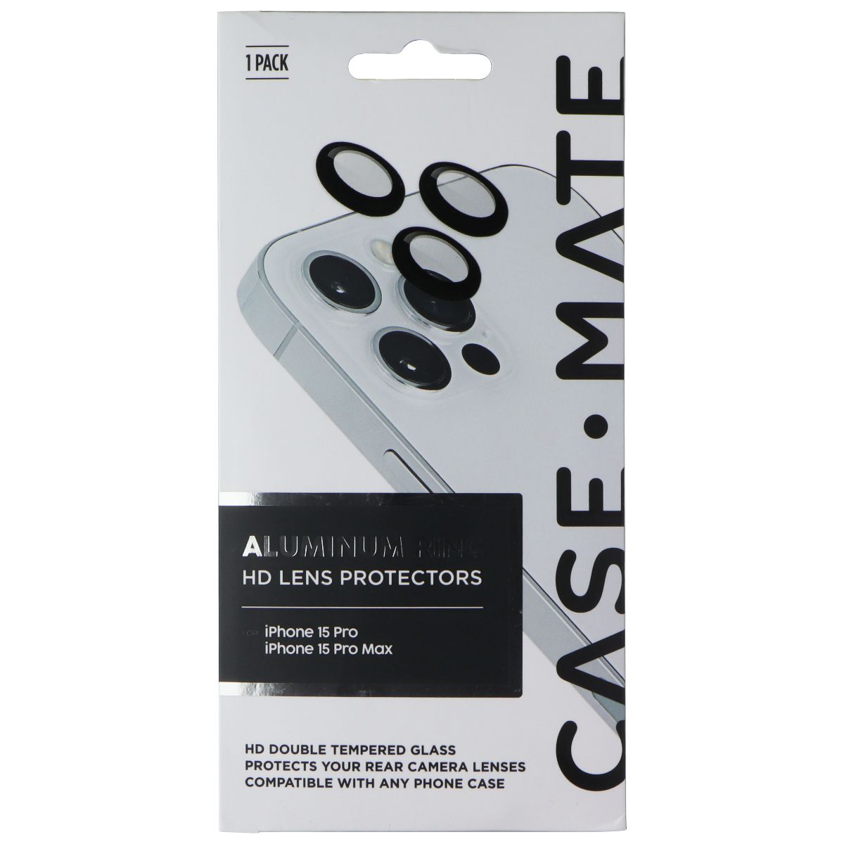 Case-Mate Aluminum Ring HD Lens Protectors for iPhone 15 Pro/15 Pro Max - Black Cell Phone - Screen Protectors Case-Mate - Simple Cell Bulk Wholesale Pricing - USA Seller