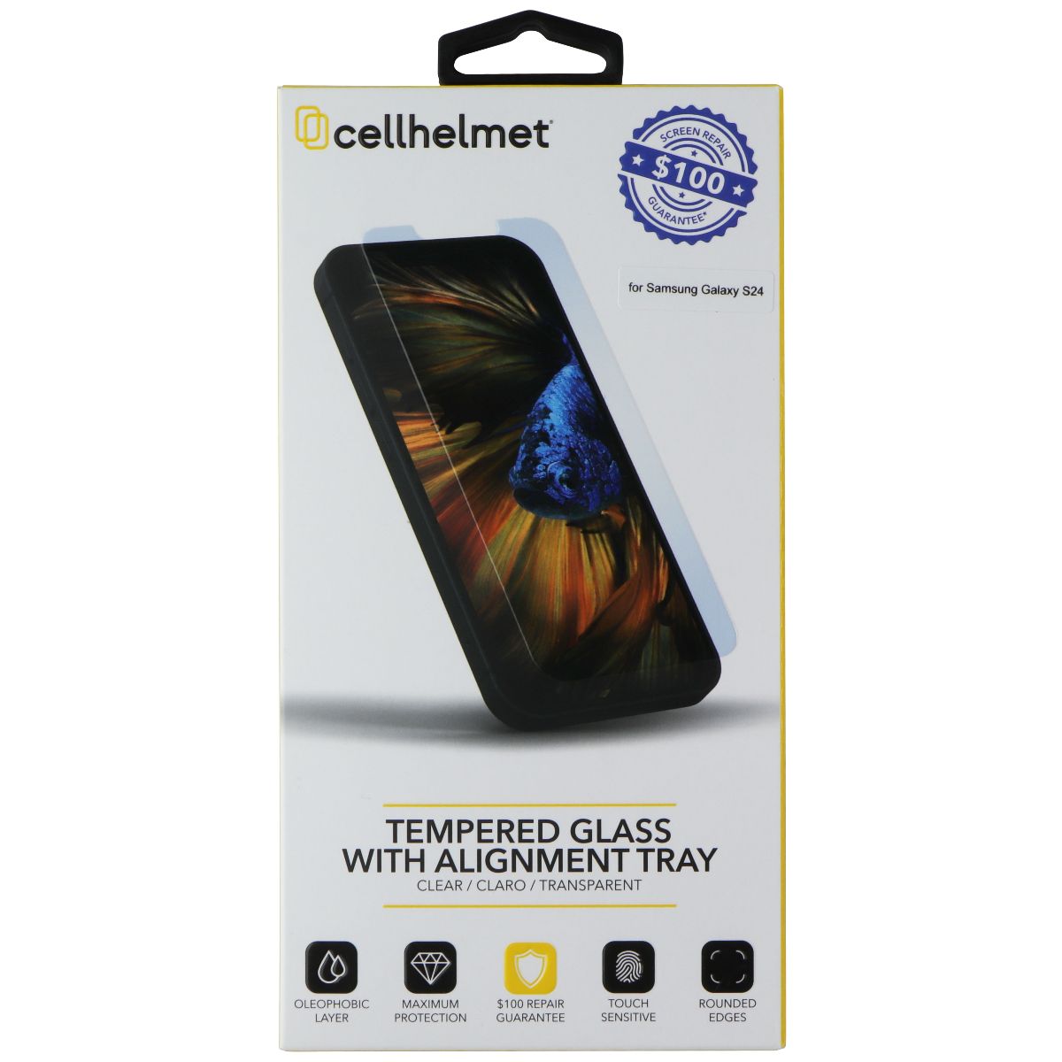 CellHelmet Tempered Glass with Alignment Tray for Samsung Galaxy S24 Cell Phone - Screen Protectors CellHelmet - Simple Cell Bulk Wholesale Pricing - USA Seller
