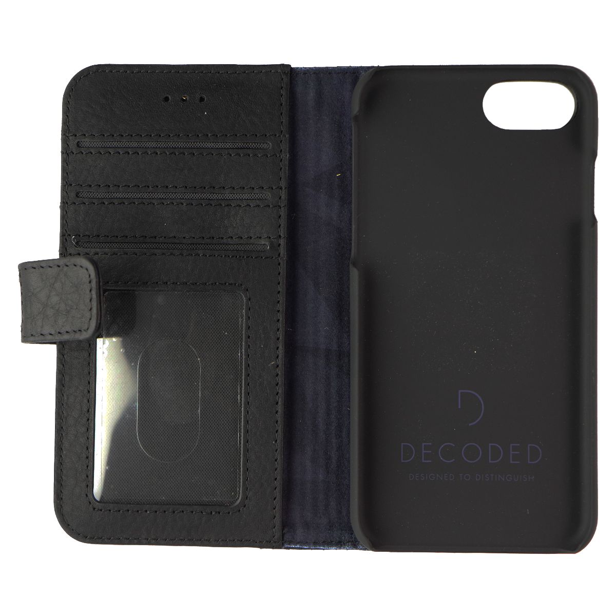DECODED Full Grain Leather 2-in-1 Wallet for iPhone 8/7/6s/6 - Rough Black Cell Phone - Cases, Covers & Skins Decoded - Simple Cell Bulk Wholesale Pricing - USA Seller