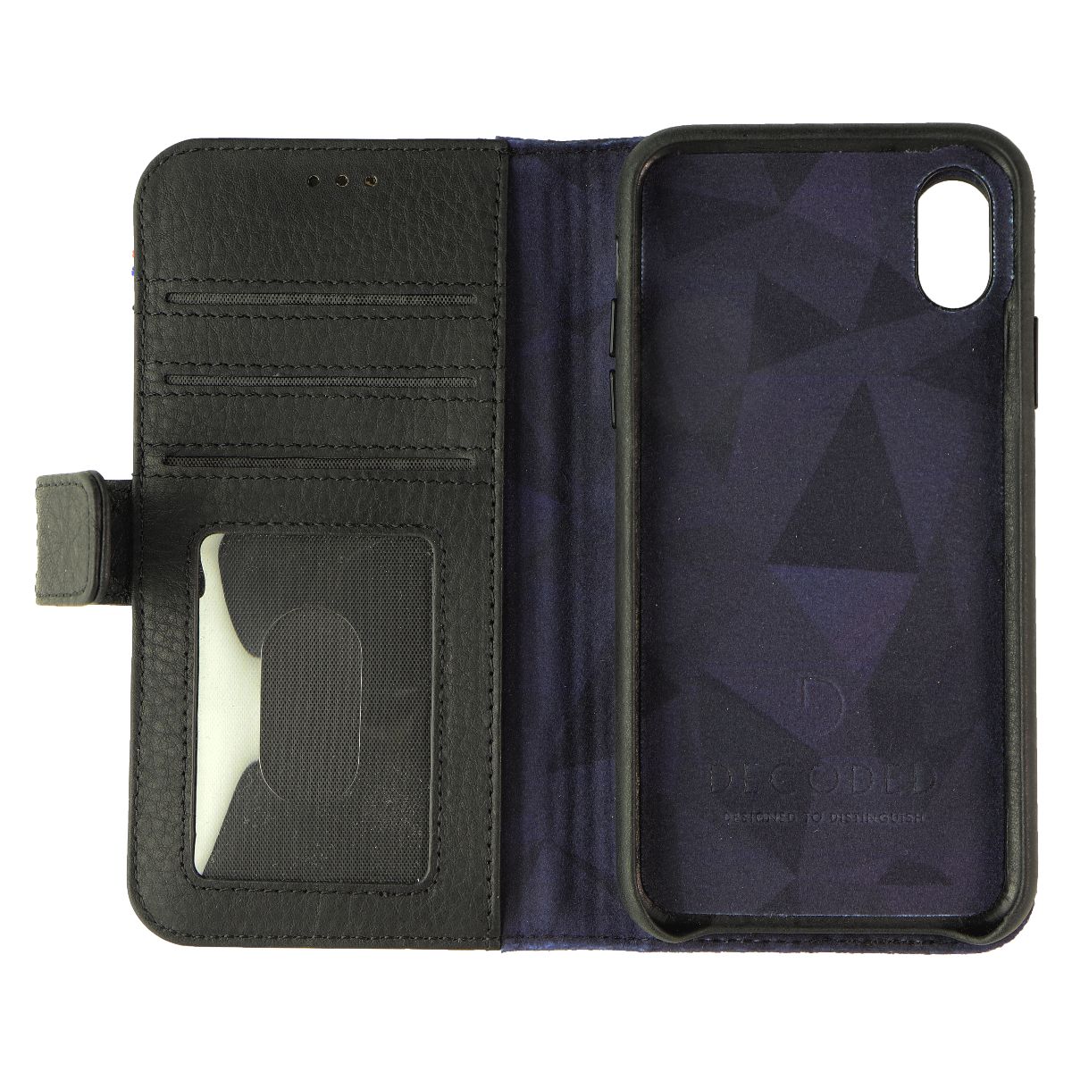 DECODED Full Grain Leather 2-in-1 Wallet for iPhone Xs/X - Rough Black Cell Phone - Cases, Covers & Skins Decoded - Simple Cell Bulk Wholesale Pricing - USA Seller