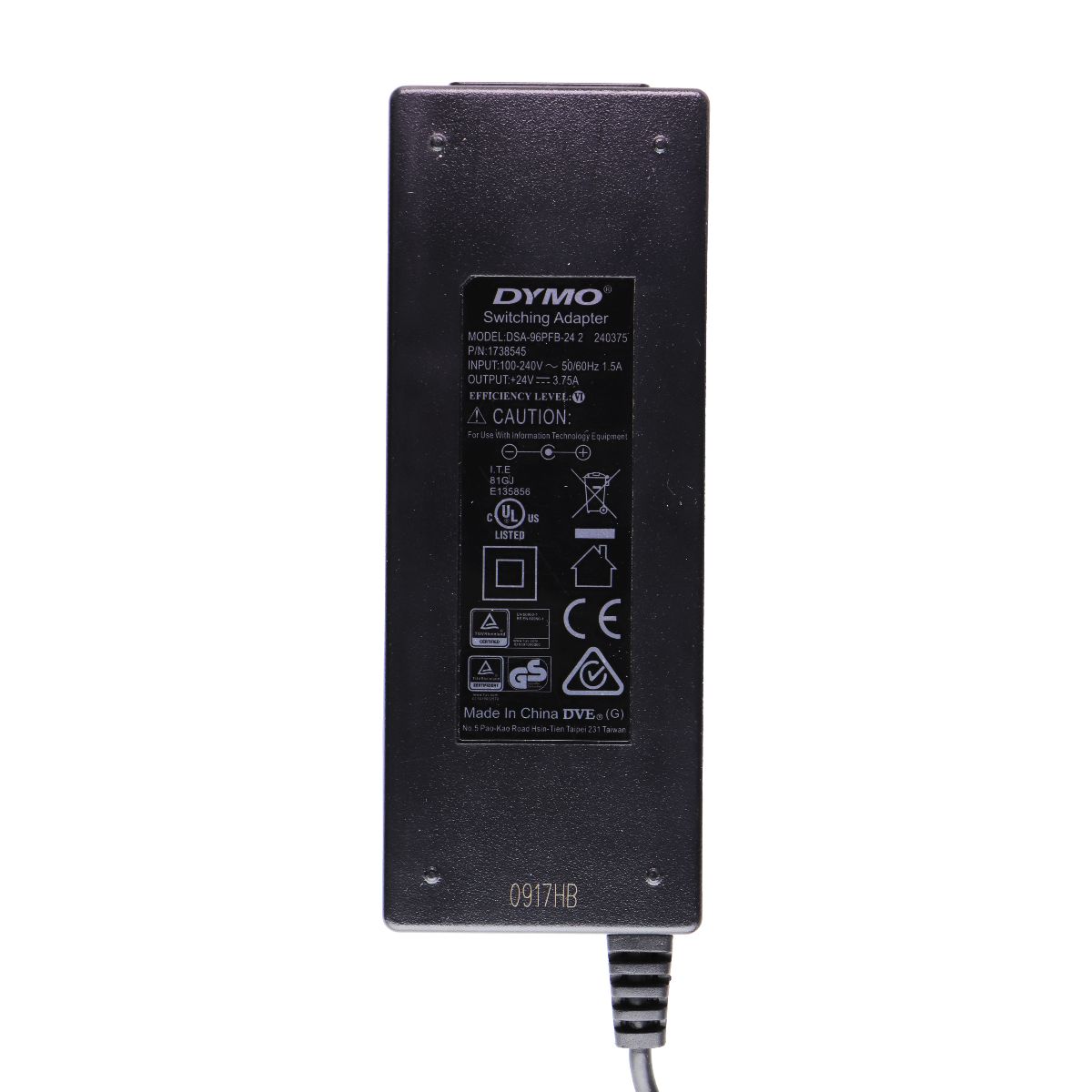 Dymo (24V/3.75A) Switching Power Adapter for LabelWriter 4XL (DSA-96PFB-24 2) Multipurpose Batteries & Power - Multipurpose AC to DC Adapters Dymo - Simple Cell Bulk Wholesale Pricing - USA Seller