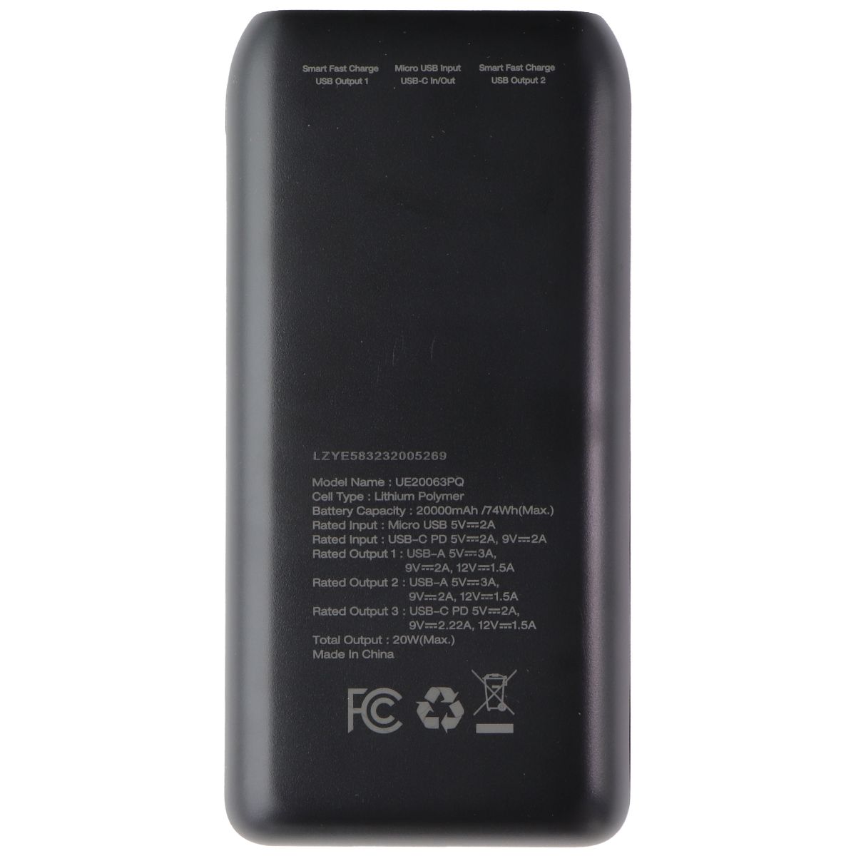 Energizer 20,000 mAh Portable Power Bank with LCD Display (UE20063PQ) - Black Cell Phone - Chargers & Cradles ENERGIZER - Simple Cell Bulk Wholesale Pricing - USA Seller