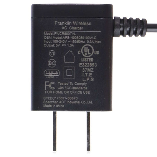 Franklin Wireless (5V/1A) Corded Travel charger w/ Micro-USB - Black FWCR900TVL Cell Phone - Chargers & Cradles Franklin Wireless - Simple Cell Bulk Wholesale Pricing - USA Seller