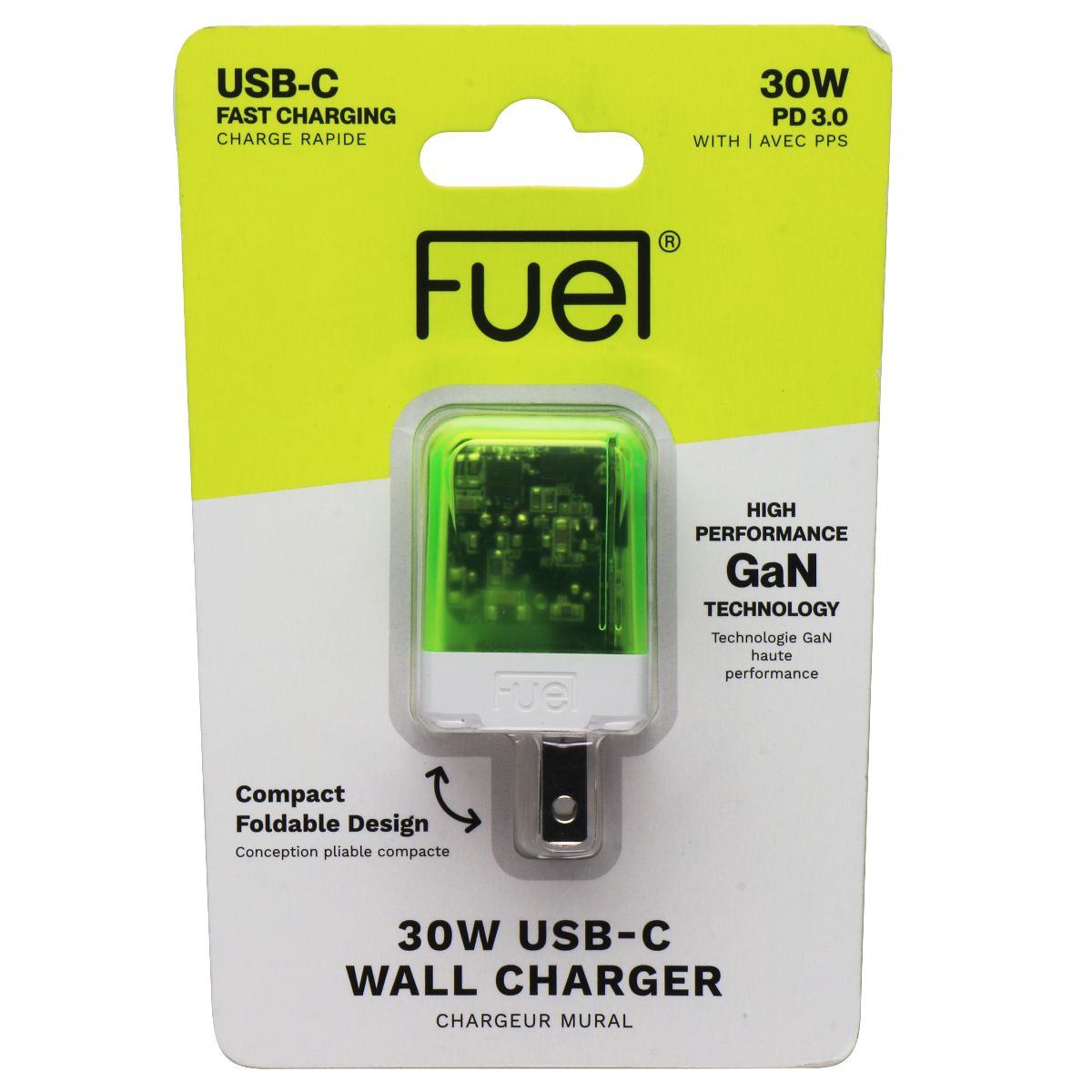 FUEL (30W) USB-C Fast Charging Translucent Wall Charger - Vivid Green Cell Phone - Cables & Adapters FUEL - Simple Cell Bulk Wholesale Pricing - USA Seller