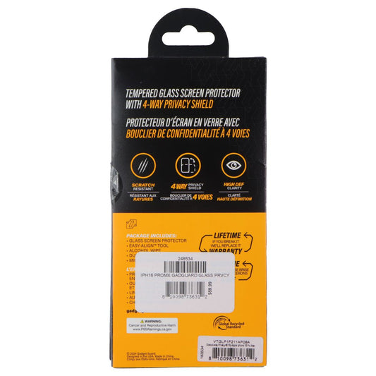 Gadget Guard - Glass with 4-Way Privacy - Screen Protector for iPhone 16 Pro Max