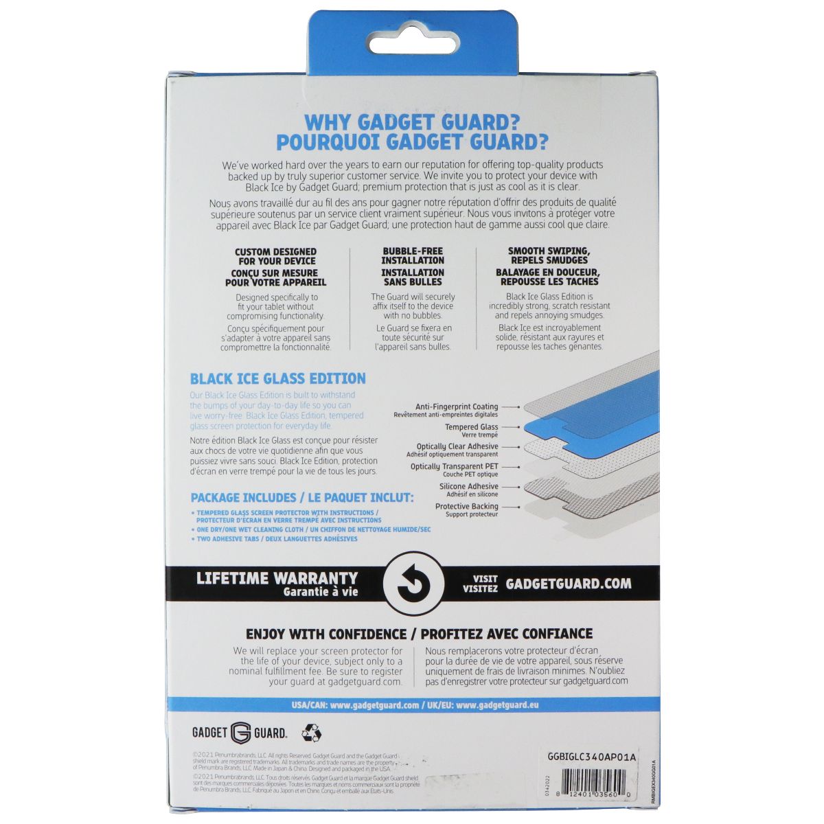 Gadget Guard Black Ice Glass Edition for Apple iPad 10.2-inch (2019/2020/2021) iPad/Tablet Accessories - Screen Protectors Gadget Guard - Simple Cell Bulk Wholesale Pricing - USA Seller