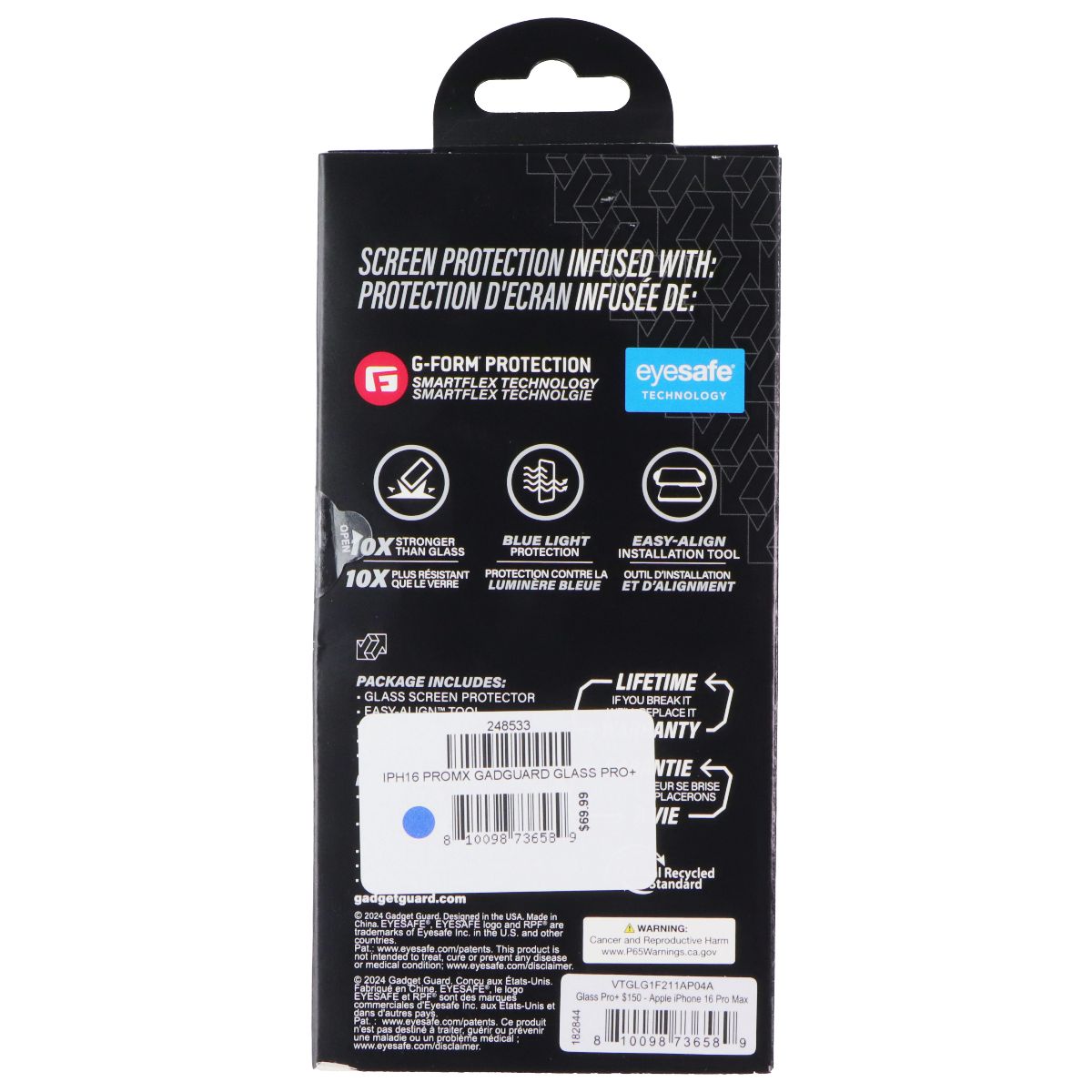 Gadget Guard G-Form Glass Pro Screen Protector for Apple 16 Pro Max Cell Phone - Screen Protectors Gadget Guard - Simple Cell Bulk Wholesale Pricing - USA Seller