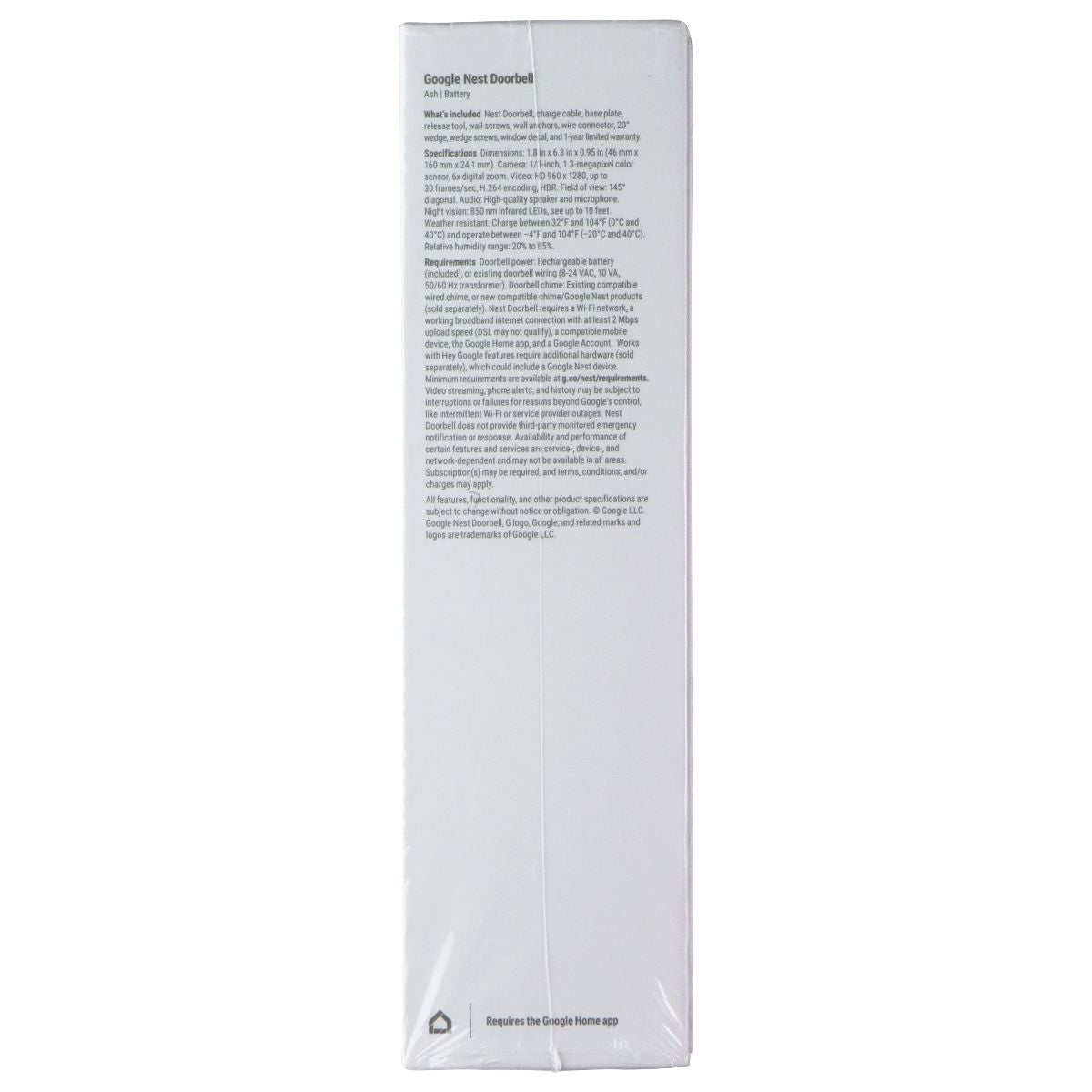 Google Nest Smart Video (Battery Powered) Doorbell (GA02076-US) - Ash Home Improvement - Other Home Improvement Google - Simple Cell Bulk Wholesale Pricing - USA Seller