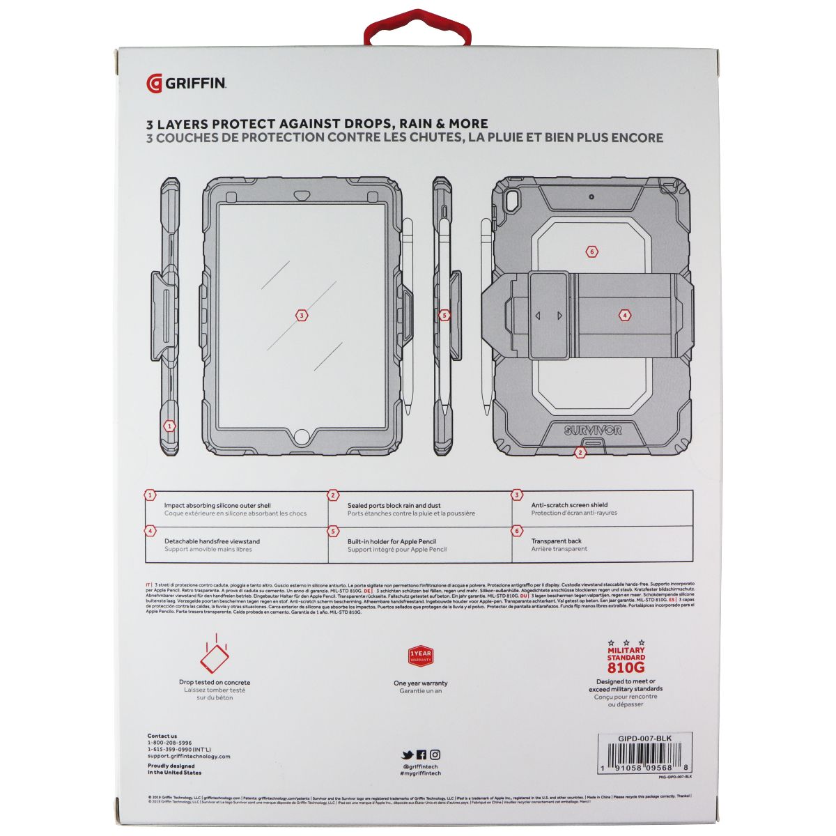 Griffin Survivor All-Terrain Case for iPad Air 2019/10.5" iPad Pro - Clear/Black iPad/Tablet Accessories - Cases, Covers, Keyboard Folios Griffin - Simple Cell Bulk Wholesale Pricing - USA Seller