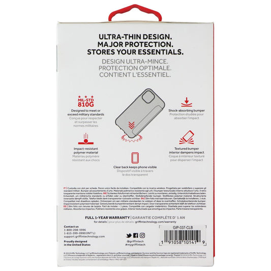 Griffin Survivor Clear Wallet Case for Apple iPhone 11 Pro - Clear/Black Cell Phone - Cases, Covers & Skins Griffin - Simple Cell Bulk Wholesale Pricing - USA Seller