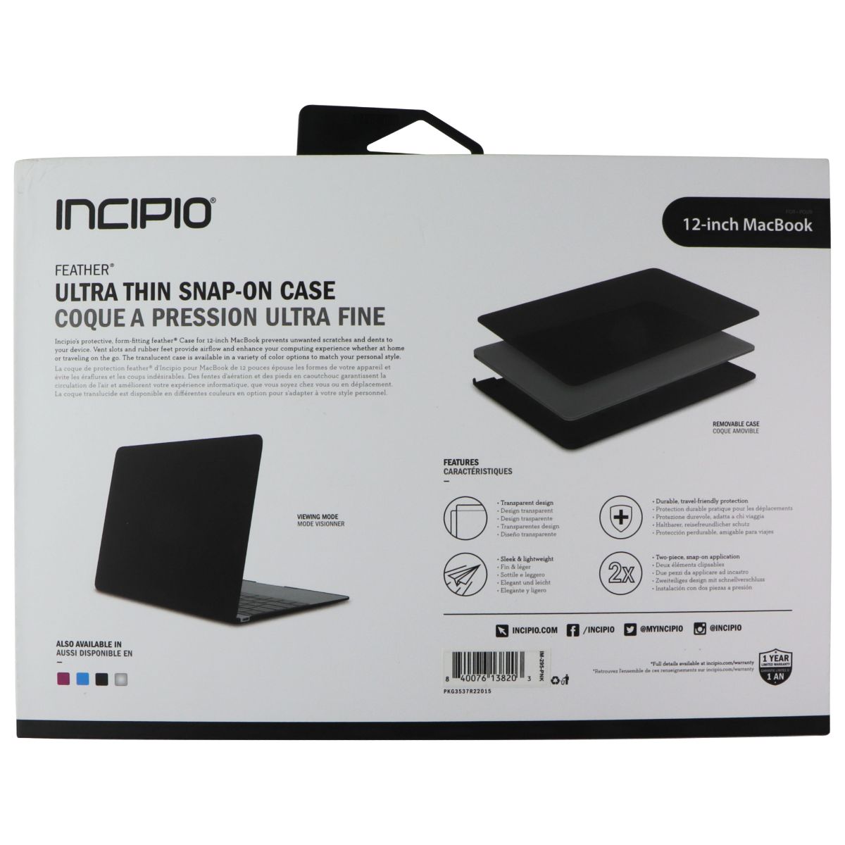 Incipio Feather Series Case for Apple MacBook Pro (12-inch) - Translucent Pink Computer Accessories - Laptop Cases & Bags Incipio - Simple Cell Bulk Wholesale Pricing - USA Seller