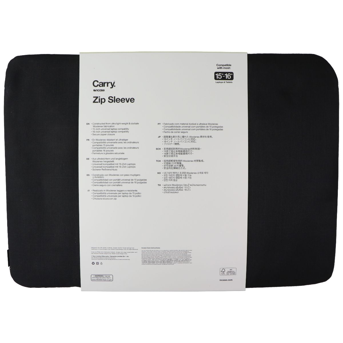 Incase Carry Series 15-16-inch Laptop/Tablet Zip Sleeve - Graphite Computer Accessories - Laptop Cases & Bags Incase - Simple Cell Bulk Wholesale Pricing - USA Seller