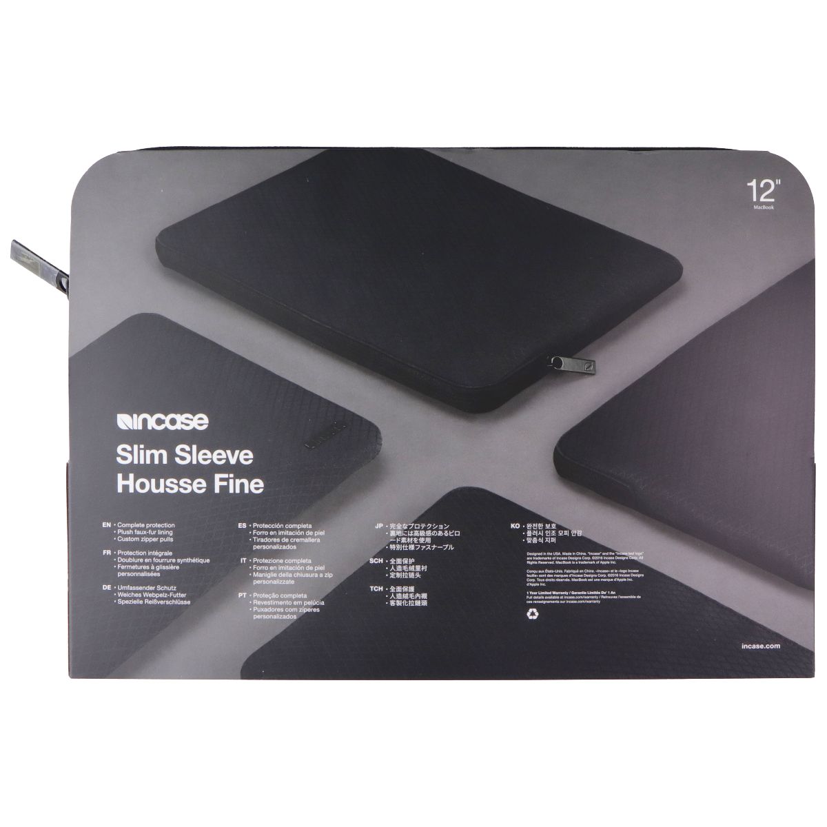 Incase Slim Sleeve with Diamond Ripstop for Apple MacBook 12-inch (2017) - Black Computer Accessories - Laptop Cases & Bags Incase - Simple Cell Bulk Wholesale Pricing - USA Seller